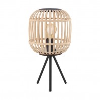 Eglo-BORDESLEY Table Lamp - combination of cane & black metalware - Black / Wood